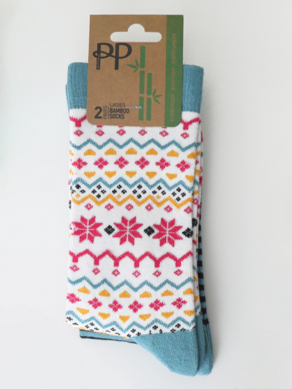 Pretty Polly Fairisle Stripe Mix Bamboo Socks 2 Pair Pack