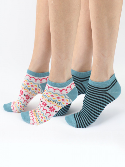 pretty polly Fairisle Stripe Mix Bamboo Trainer Liners 2 Pair Pack