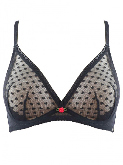 Pretty Polly Heart Mesh Non Padded Triangle Bra - Black