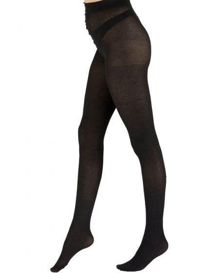 Pretty Polly Knitted Opaques Small Diamond Tights - Charcoal