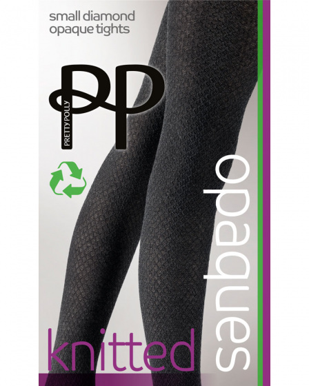 pretty polly Knitted Opaques Small Diamond Tights - Charcoal