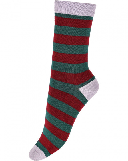 Pretty Polly Large Stripe & Spot Bamboo Socks 2 Pair Pack - Red Mix