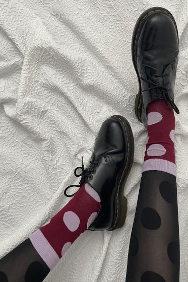 Pretty Polly Large Stripe & Spot Bamboo Socks 2 Pair Pack - Red Mix