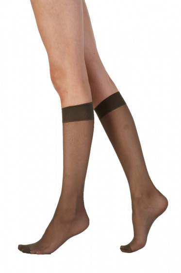 Pretty Polly Legworks 15 Denier Comfort Top Knee Highs 3 Pair Pack - Barely Black