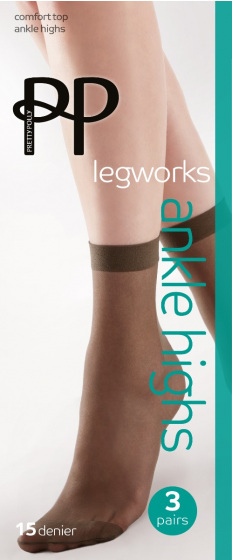 pretty polly Legworks 15 Denier Legworks Comfort Top Ankle Highs 3 Pair Pack - Barely Black