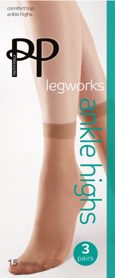 pretty polly Legworks 15 Denier Legworks Comfort Top Ankle Highs 3 Pair Pack - Nude