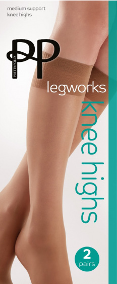 pretty polly Legworks 15 Denier Legworks Medium Support Knee Highs 2 Pair Pack - Nude