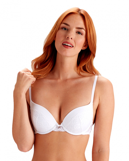 pretty polly Natasha Nylon and Lace Padded Plunge Bra - White