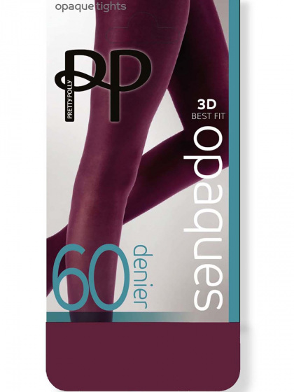 pretty polly Premium Opaques 60 Denier 3D Tights - Burgundy