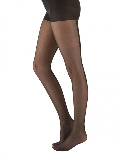 Pretty Polly Animal Pattern Back Seam Tights - Black