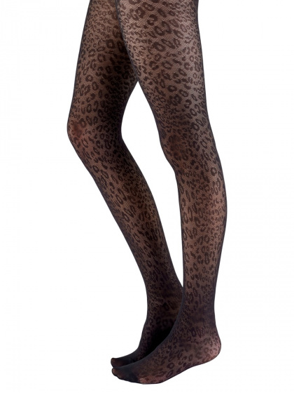 Pretty Polly Animal Print Tights - Black