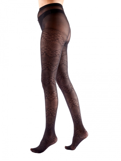 Pretty Polly Boho Pattern Tights - Black