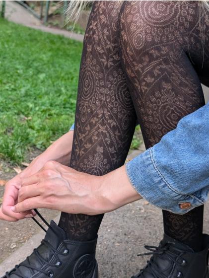 Pretty Polly Boho Pattern Tights - Black