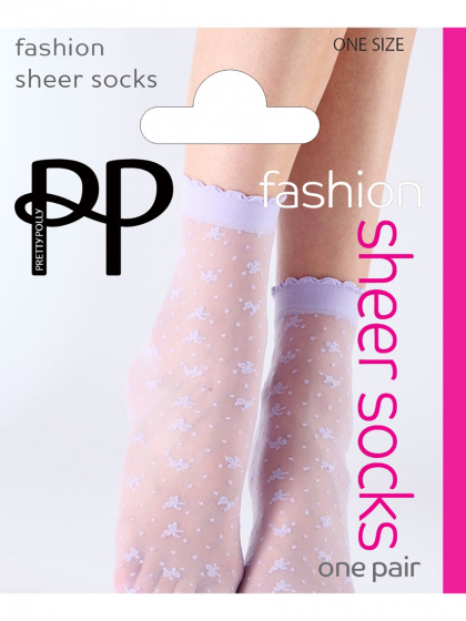 pretty polly Bow Pattern Sheer Socks - Lavender