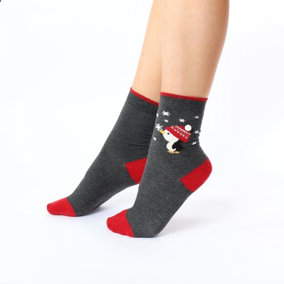 pretty polly Christmas Penguin Socks - Grey Mix