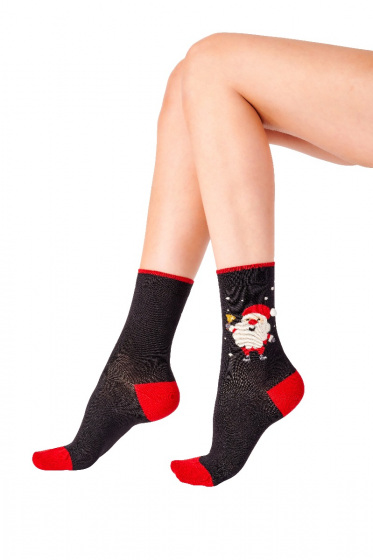 pretty polly Christmas Santa Socks - Black Mix