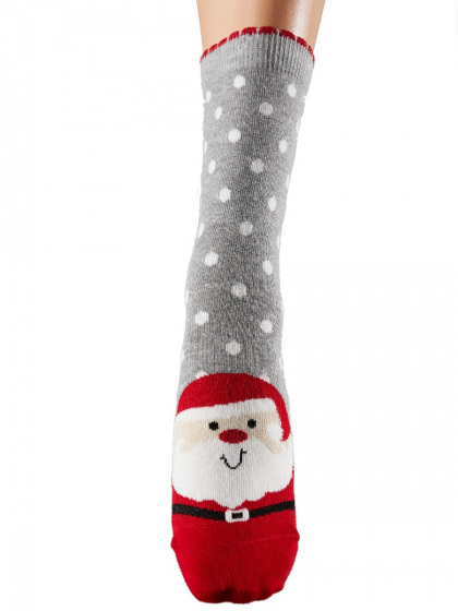Pretty Polly Christmas Santa Socks - Grey Mix
