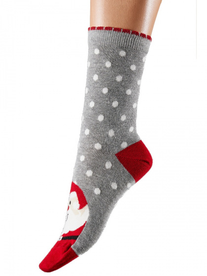 pretty polly Christmas Santa Socks - Grey Mix