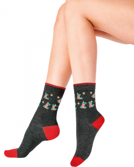 pretty polly Christmas Stocking Socks - Grey Mix