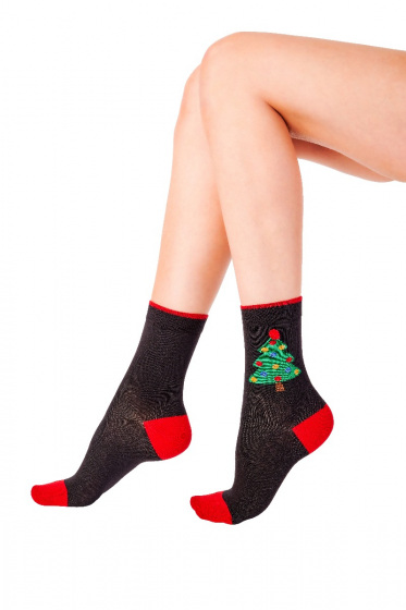 pretty polly Christmas Tree Socks - Black Mix