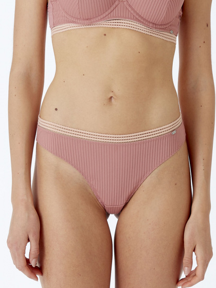 Pretty Polly Contemporary Rib Thong - Dusty Rose