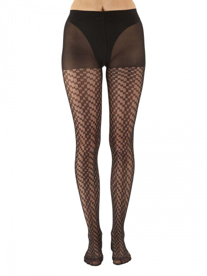Pretty Polly Cubist Chevron Pattern Tight - Black