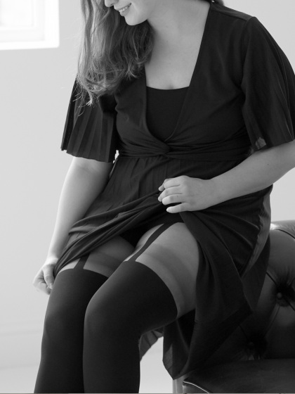 Pretty Polly Curves Mock Suspender Tights - Black