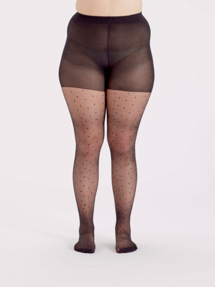 Pretty Polly Curves Pin Spot Tights - Black