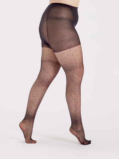 Pretty Polly Curves Pin Spot Tights - Black