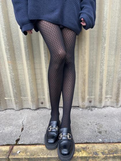 Pretty Polly Diamond Lattice Pattern Tights - Black