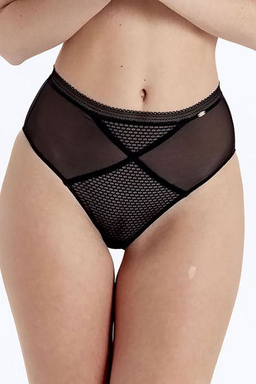 Pretty Polly Diamond Mesh High Waisted Brief - Black