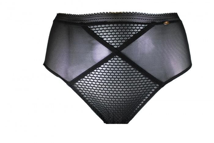 Pretty Polly Diamond Mesh High Waisted Brief - Black