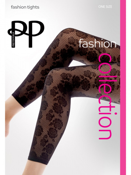 pretty polly Floral Footless Tights - Black