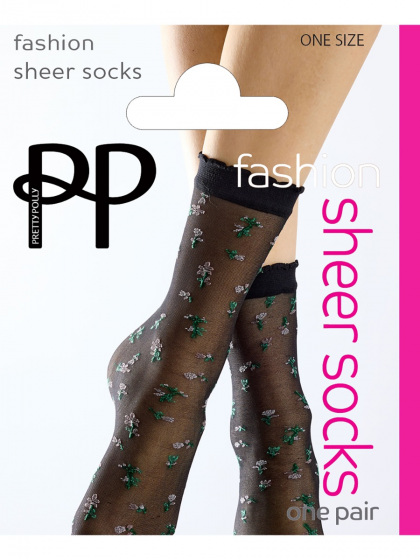 pretty polly Floral Pattern Sheer Socks - Black