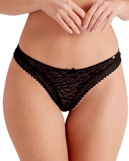 Pretty Polly Graphic Mesh Thong - Black