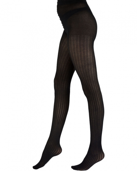 Pretty Polly Knitted Opaques Rib Tights - Black