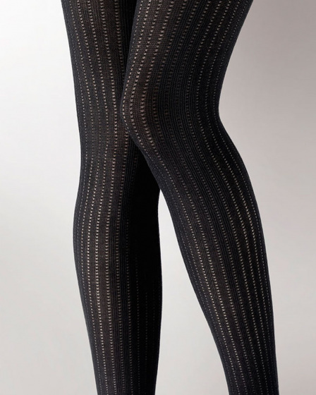 Pretty Polly Knitted Opaques Rib Tights - Black