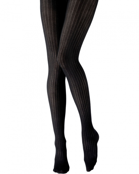 Pretty Polly Knitted Opaques Rib Tights - Black