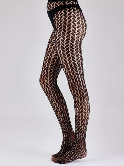 Pretty Polly Leaf Net Pattern Tights - Black