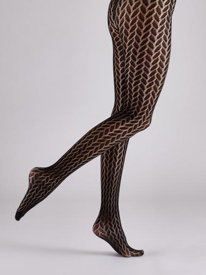 Pretty Polly Leaf Net Pattern Tights - Black