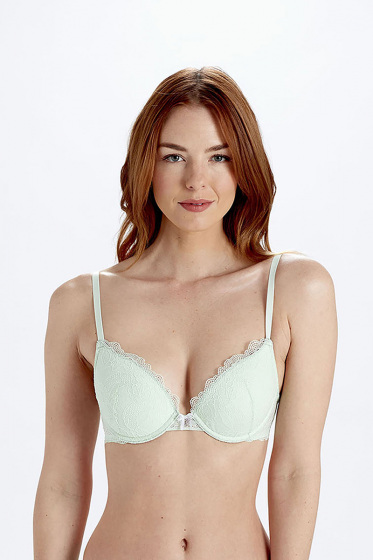 pretty polly Lola Lace Push Up Plunge Bra - Mint