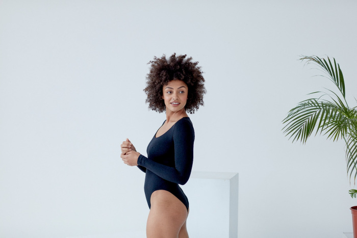 Pretty Polly Long Sleeve Eco-Wear Body - Black