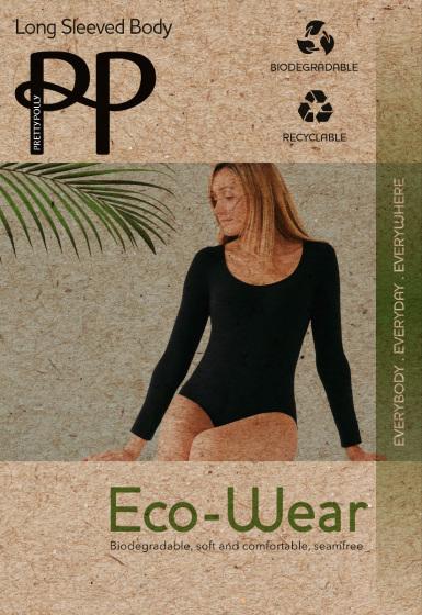 Pretty Polly Long Sleeve Eco-Wear Body - Black