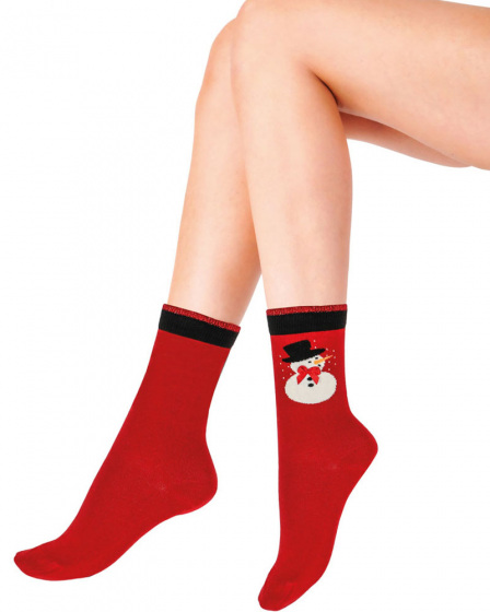 pretty polly Snowman Socks - Red Mix
