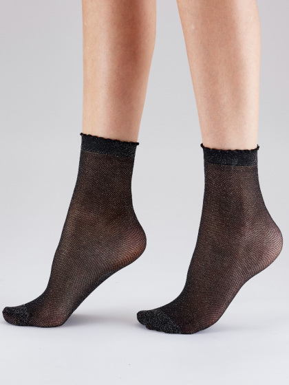 Pretty Polly Sparkle Anklets - Black/Silver