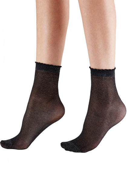 Pretty Polly Sparkle Anklets - Black/Silver