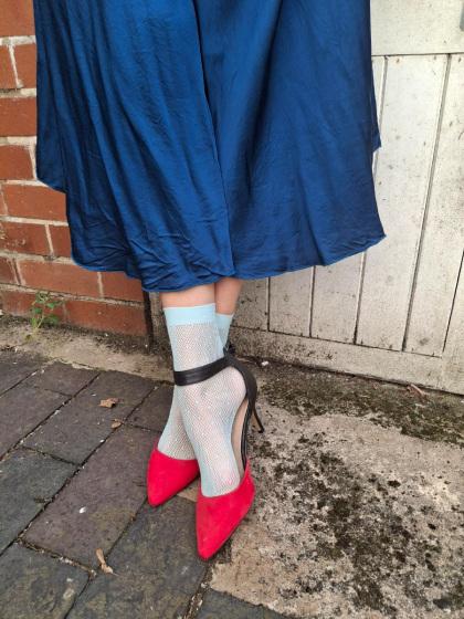 Pretty Polly Spot Net Anklet - Aqua