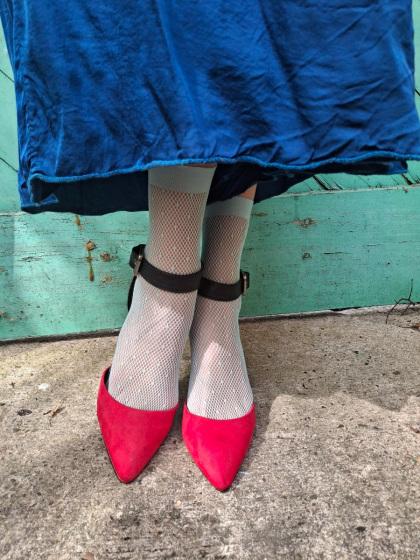 Pretty Polly Spot Net Anklet - Aqua