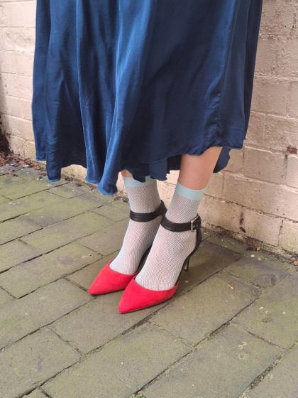 Pretty Polly Spot Net Anklet - Aqua