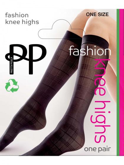 pretty polly Tartan Knee High Sheer Socks - Black